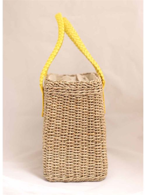 Rope bag with yellow leather handles Laboratorio Capri | 234CORDAYELLOW